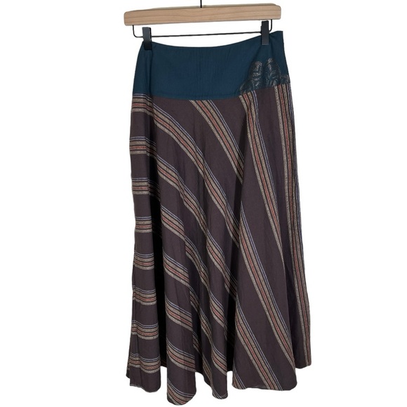 Armand Ventilo Striped Boho Maxi Linen Blend Full Skirt FR 40/  US 8 - Picture 4 of 7